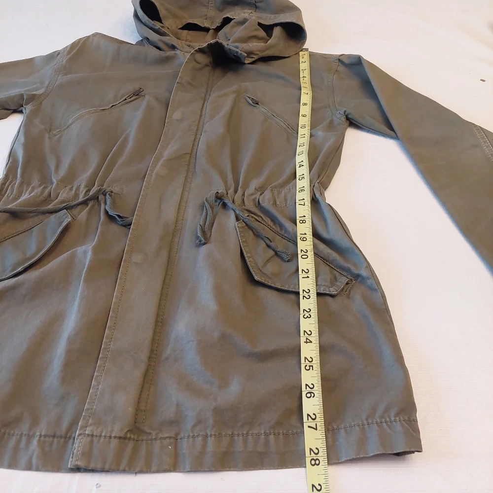 American Eagle Army Green Military Lightweight Parka Jacket Cinch Waist Size XS